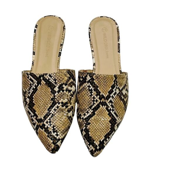 10/$25🦋 Wild Diva Snakeskin Celica Slip On Pointed Toe Slides - Size 7.5 - Picture 7 of 13